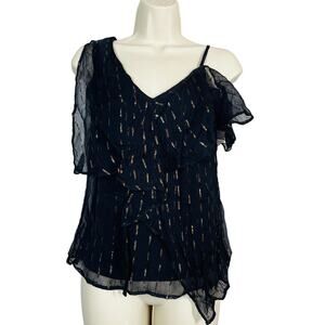 Intropia x Anthropologie Metallic Thread Strappy Tank Sleeveless Blouse - 34